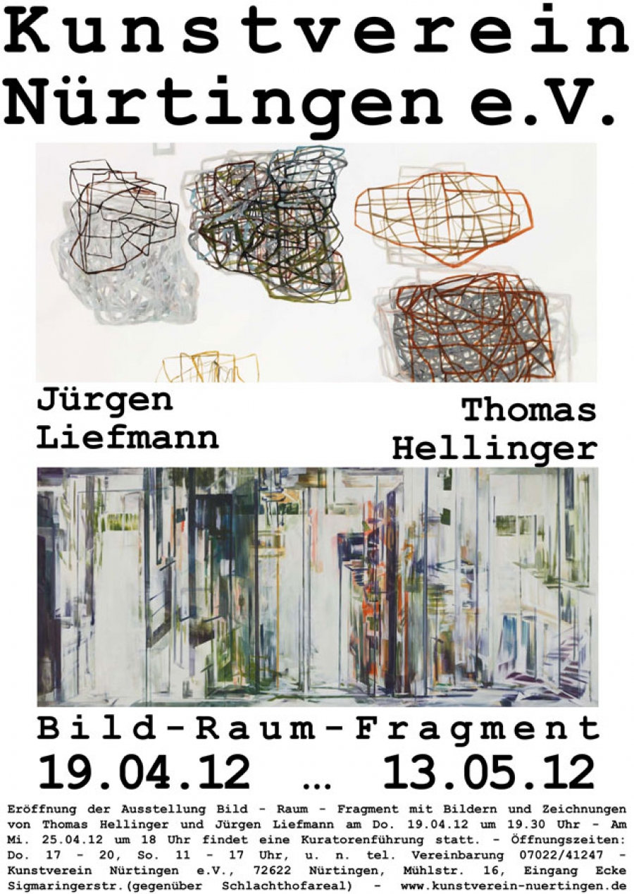 Ausstellungsplakat: Jürgen Liefmann/ Thomas Hellinger • Bild - Raum - Fragment • KV Nürtingen, 2012