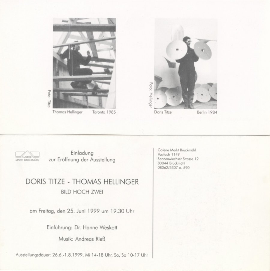 Einladungskarte: BILD HOCH ZWEI • Doris Titze - Thomas Hellinger • Galerie Markt Bruckmühl