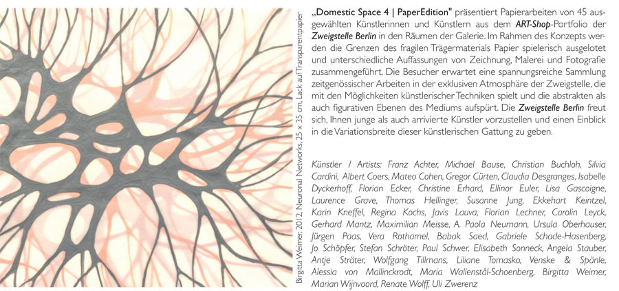 Einladungskarte: Domestic Space | PaperEdition • Lehrterstr. 37, 10557 Berlin